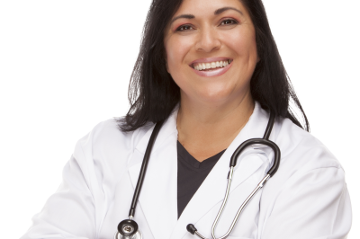 nurse smiling in labcoat