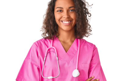 nurse in pink scrubs